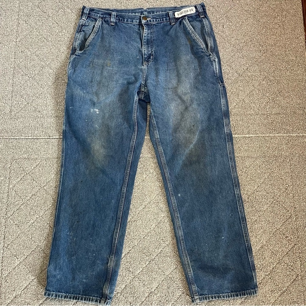 Carhartt Carpenter Distressed Jeans Mens Size 38X31 Dungaree 382-83 Workwear